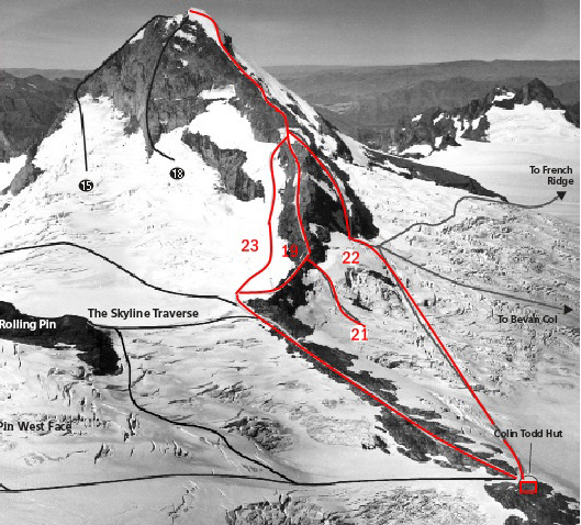 Mt Aspiring North West Ridge climbing routes